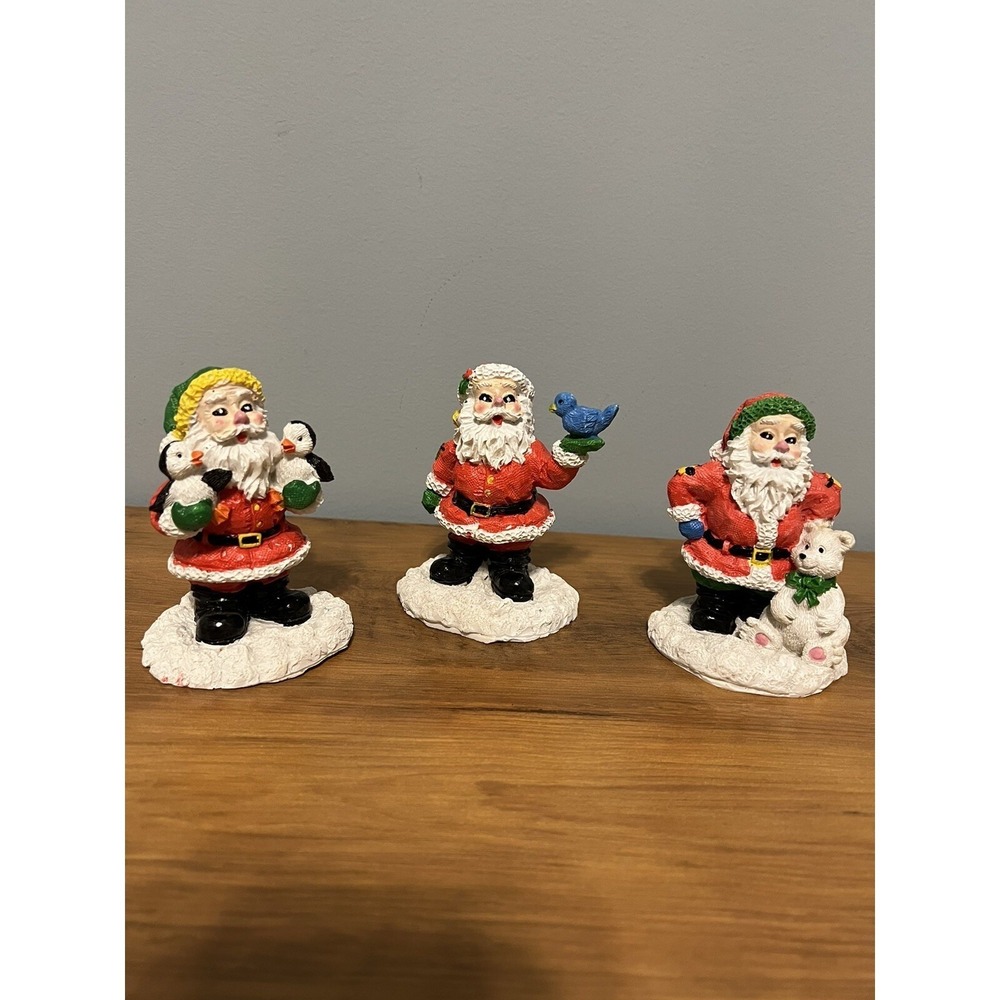 Santa & Friends Lot Of 3 Christmas Figurines 1998 By Hermitage Pottery‎ 4.5"